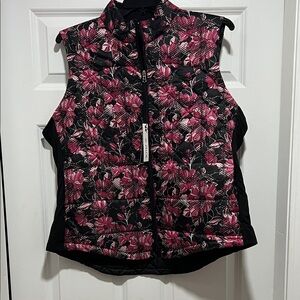 ZELOS Black and Pink Floral Women's Top